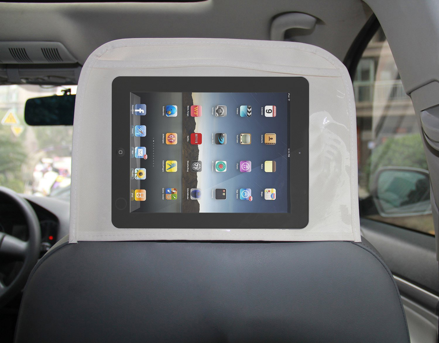 Backseat Car Organizer with Touch Screen Ipad Tablet Holder, Universal Headrest Cover