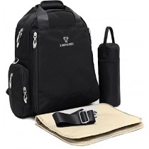 Lightweight Baby Diaper Backpack Tote Crossbody Bags 3 In 1 (Black)
